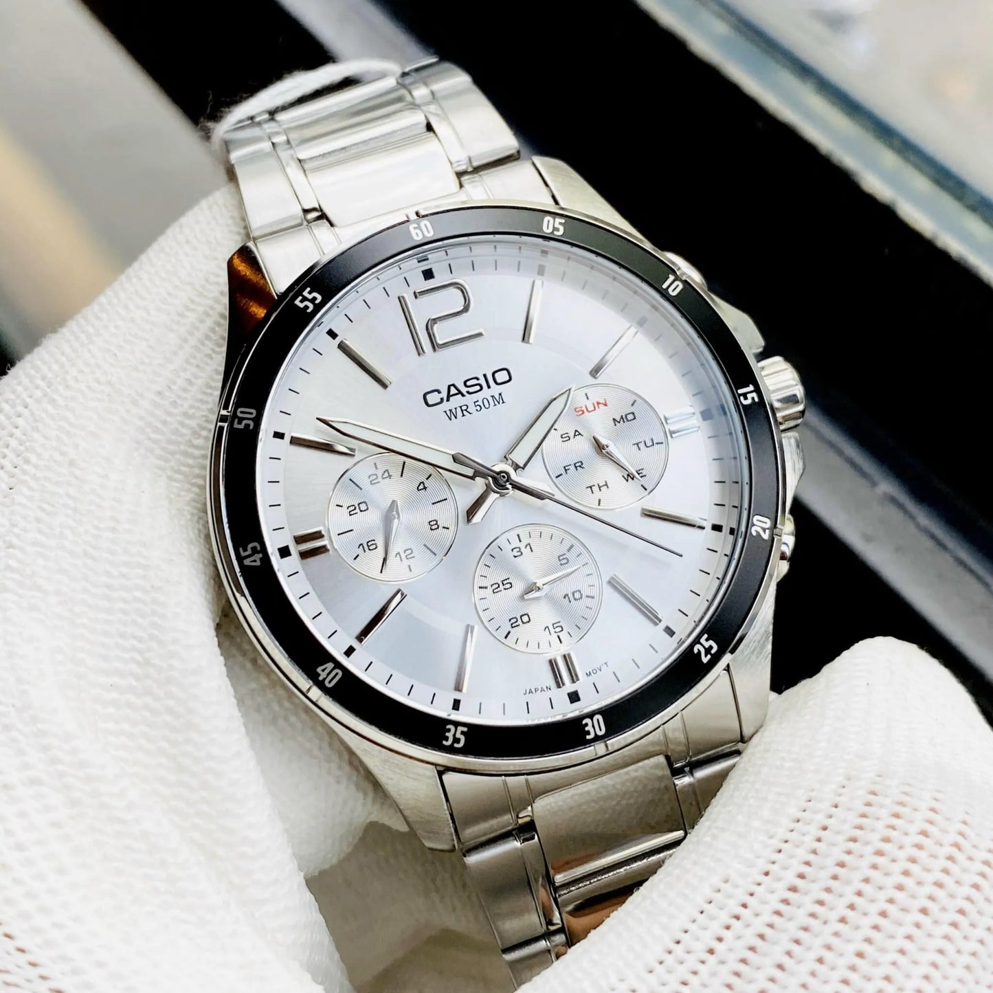 Casio Elegant Multifunction Silver St.Steel Silver Dial for Men