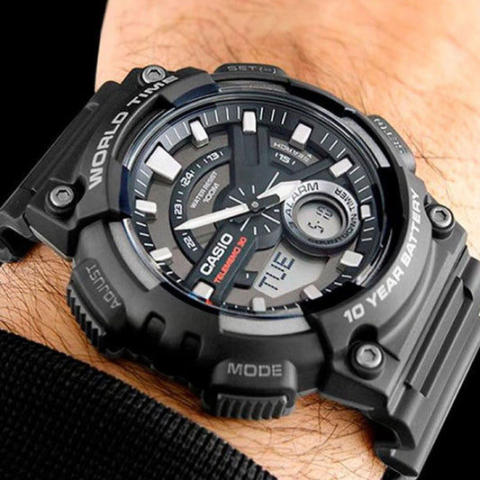 Casio Tele memo Black Rubber Black Dial For Men