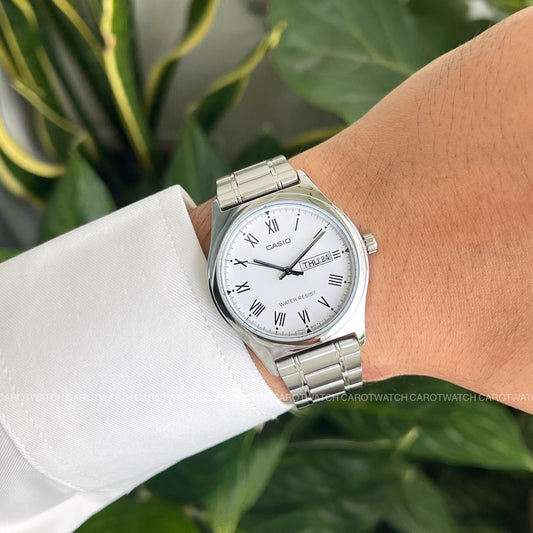 CASIO Men's Analog White Dial Watch - MTP-V006D-7B