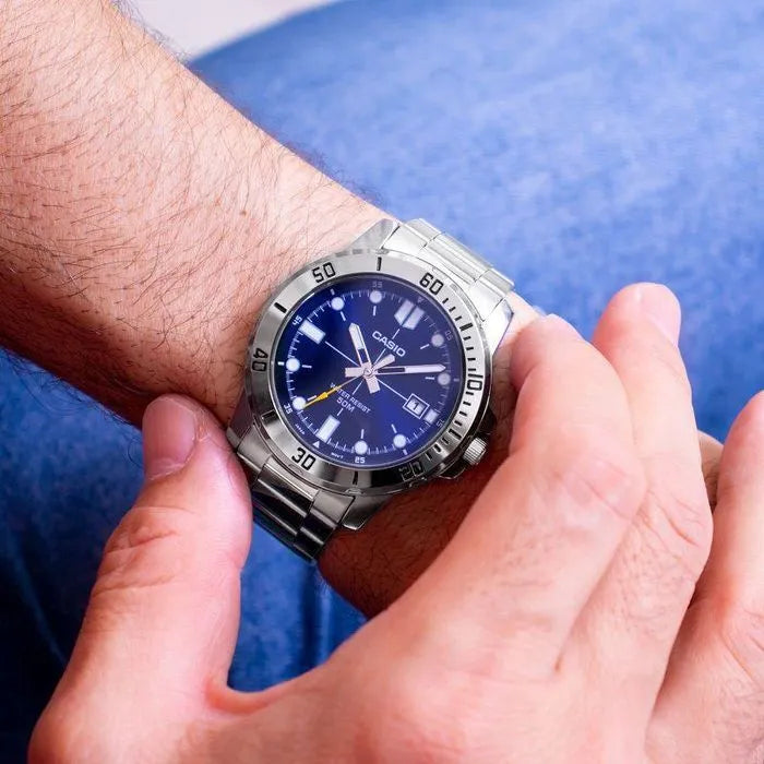 Casio MTP-VD01D-2EV Men's Enticer Stainless Steel Blue Dial Casual Analog
