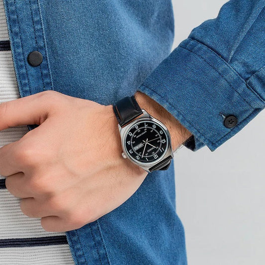 Casio MTP-V006L-1B2 Men's Black Leather Band Black