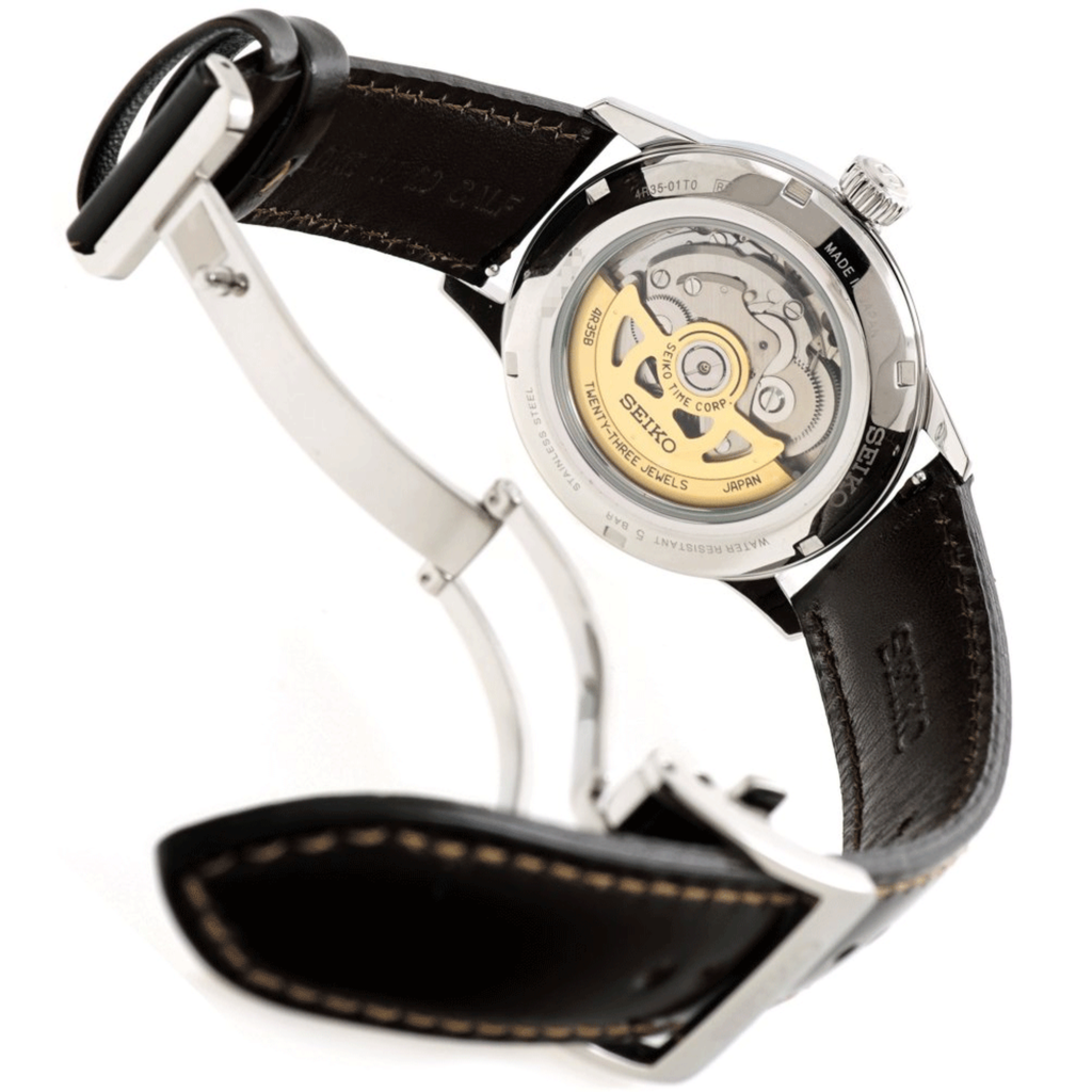 SEIKO SRPD37J1 BROWN LEATHER BAND GREEN DIAL FOR MEN