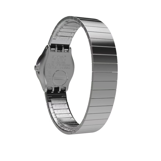 SWATCH YSS318A STEEL SILVER BAND BLACK DIAL FOR WOMEN