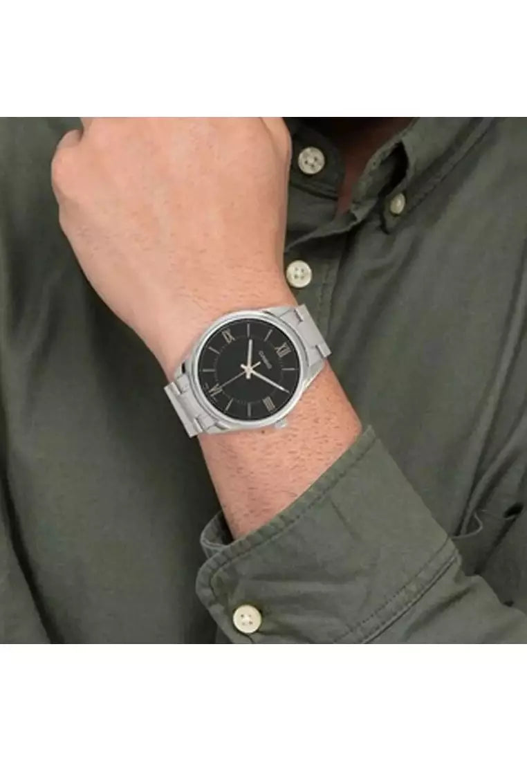 Casio MTP-V005D-1B5 Men's Standard Stainless Steel Roman Black Dial Analog