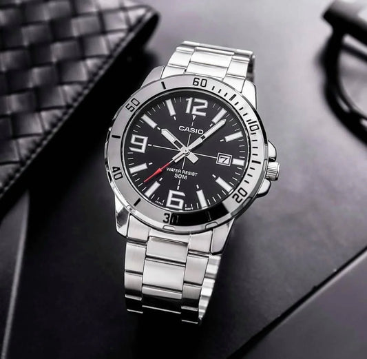 Casio MTP-VD01D-1BV Men's Enticer Stainless Steel Black Dial Casual Analog