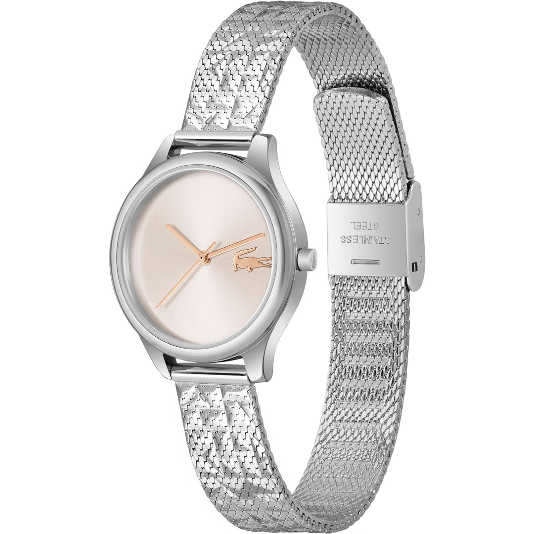 LACOSTE 2001501 SILVER STEEL BAND PINK DIAL FOR WOMEN