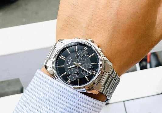 Casio Classic Multifunction Silver St.Steel Black Dial for Men
