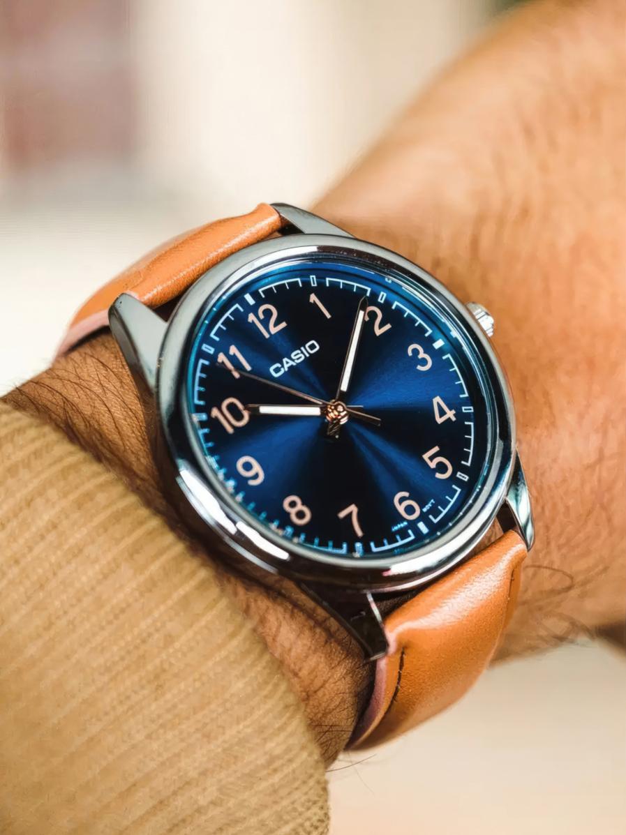 Casio MTP-V005L-2B4 Leather Strap Men's Watch