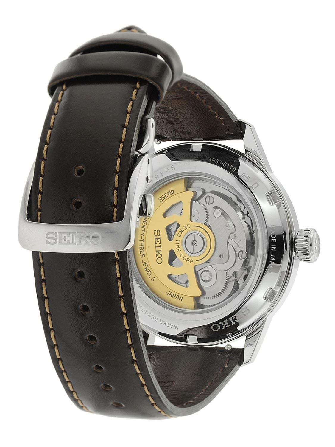 SEIKO SRPD37J1 BROWN LEATHER BAND GREEN DIAL FOR MEN