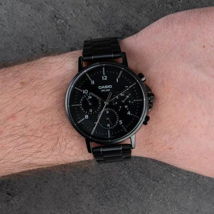 Casio Elegant Multifunction Black St. Steel Black Dial For Men MTP-E321B-1A