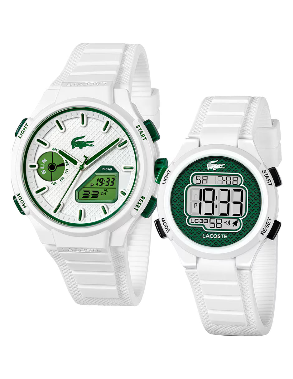 LACOSTE 2070064 WHITE RUBBER BAND WHITE DIAL FOR FATHER AND SON