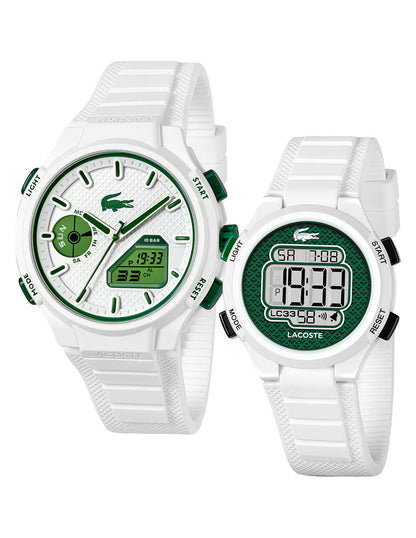 LACOSTE 2070064 WHITE RUBBER BAND WHITE DIAL FOR FATHER AND SON