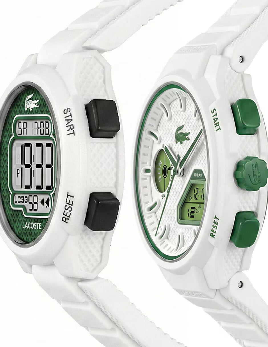 LACOSTE 2070064 WHITE RUBBER BAND WHITE DIAL FOR FATHER AND SON