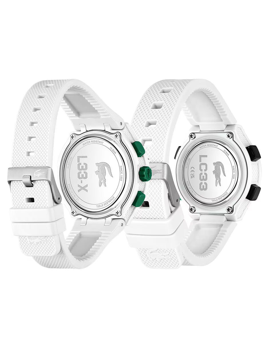 LACOSTE 2070064 WHITE RUBBER BAND WHITE DIAL FOR FATHER AND SON