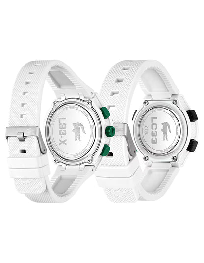 LACOSTE 2070064 WHITE RUBBER BAND WHITE DIAL FOR FATHER AND SON
