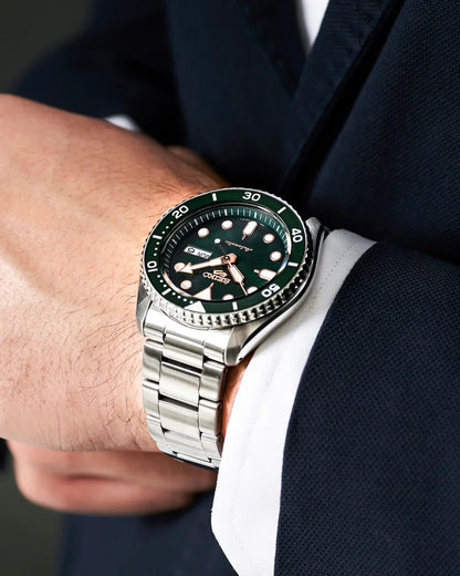 SEIKO SRPD63K1 SILVER STEEL BAND GREEN DIAL FOR MEN