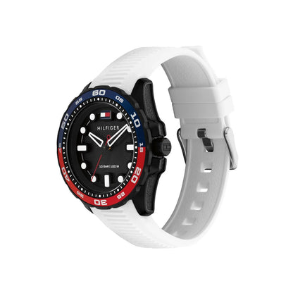TOMMY HILFIGER 1792264 WHITE RUBBER BAND BLACK DIAL FOR MEN