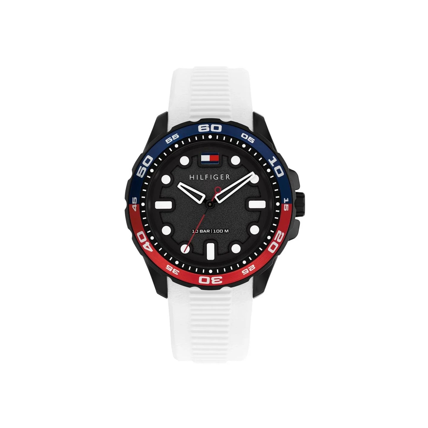 TOMMY HILFIGER 1792264 WHITE RUBBER BAND BLACK DIAL FOR MEN