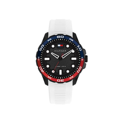 TOMMY HILFIGER 1792264 WHITE RUBBER BAND BLACK DIAL FOR MEN