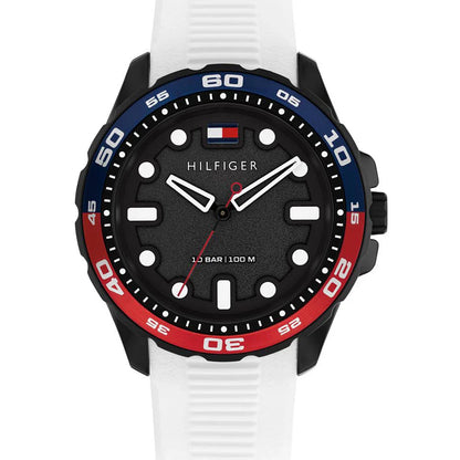 TOMMY HILFIGER 1792264 WHITE RUBBER BAND BLACK DIAL FOR MEN