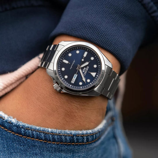 SEIKO SRPE53K1 SILVER STEEL BAND NAVY BLUE DIAL FOR MEN