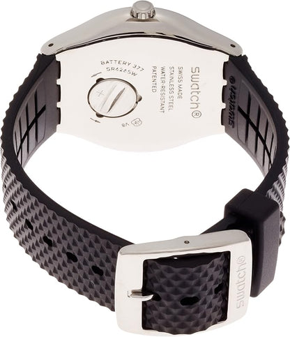 SWATCH YWS406 BLACK RUBBER BAND SILVER DIAL FOR MEN