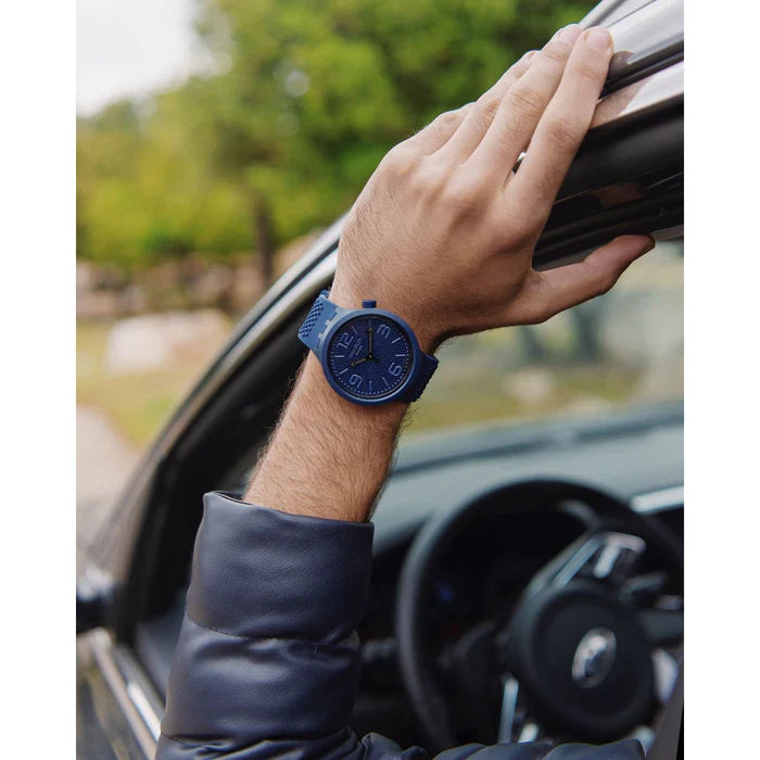 SWATCH SO27N100 RUBBER NAVY BKUE BAND NAVY BLUE DIAL FOR MEN