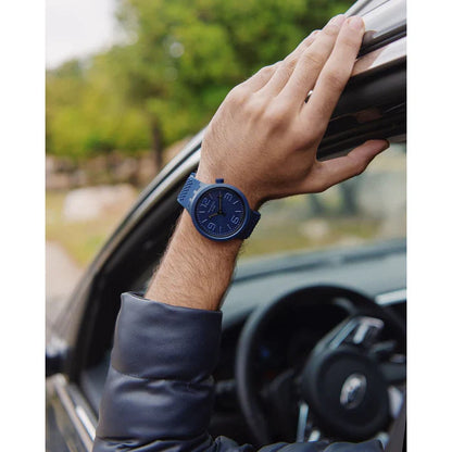 SWATCH SO27N100 RUBBER NAVY BKUE BAND NAVY BLUE DIAL FOR MEN