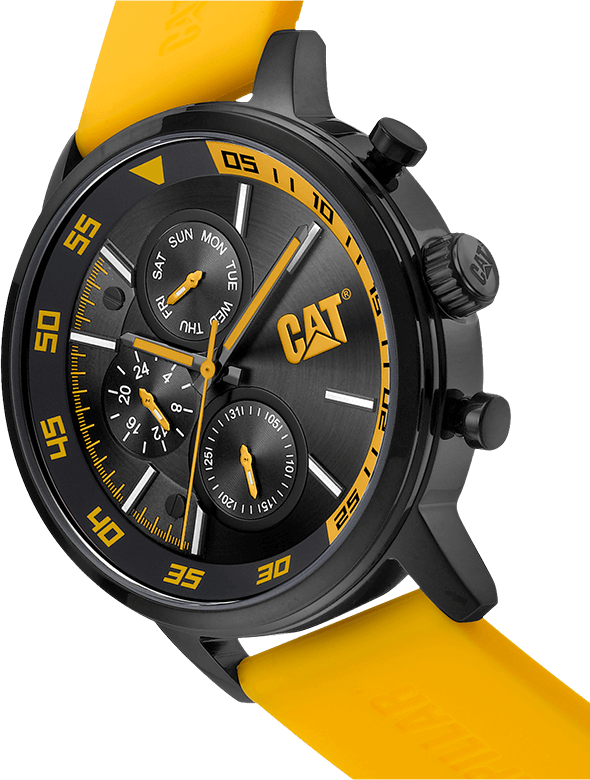 CAT AK.169.27.127 Yellow Rubber Band Black Dial For Men
