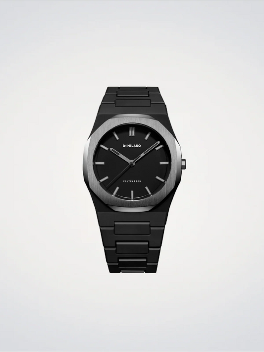 D1 MILANO D1-PCBJ13 BLACK POLY CARBON BAND BLACK DIAL FOR MEN