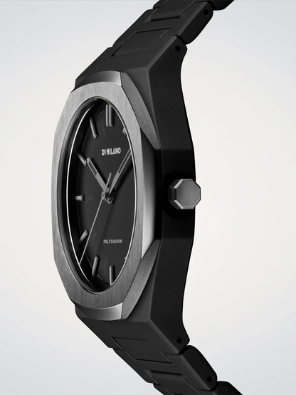 D1 MILANO D1-PCBJ13 BLACK POLY CARBON BAND BLACK DIAL FOR MEN