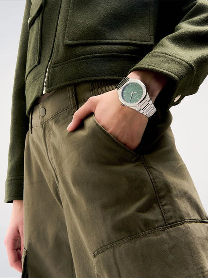 D1 MILANO D1-UTBJ06 SILVER STEEL BAND GREEN DIAL FOR MEN