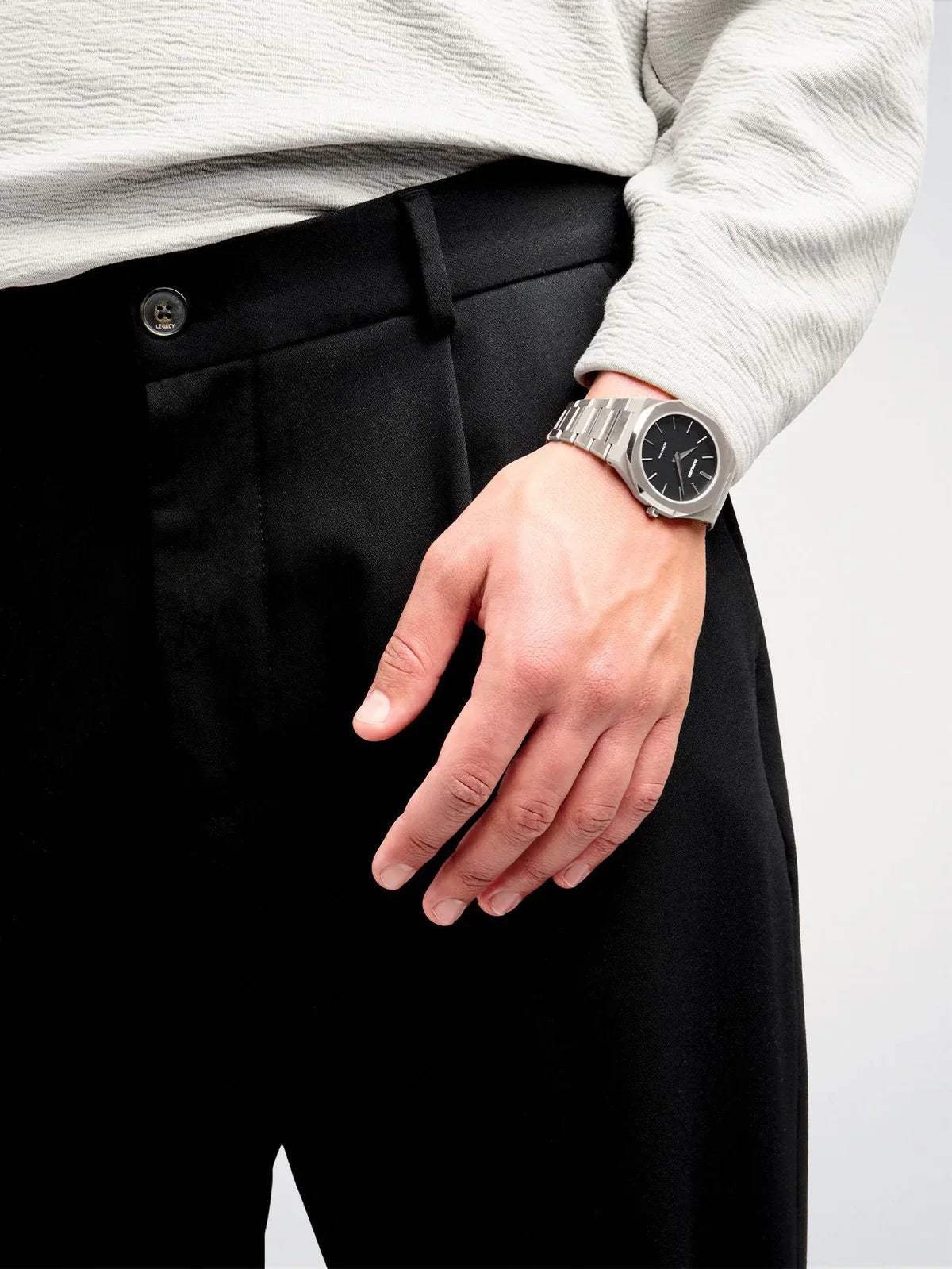 D1 MILANO D1-UTBJ40 SILVER STEEL BAND BLACK DIAL FOR MEN