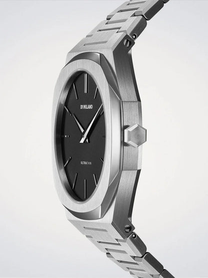 D1 MILANO D1-UTBJ40 SILVER STEEL BAND BLACK DIAL FOR MEN