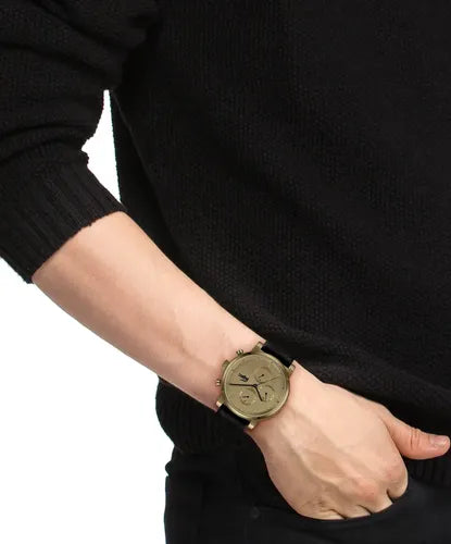 LACOSTE 2011483 BLACK LEATHER BAND BRONZE DIAL FOR MEN