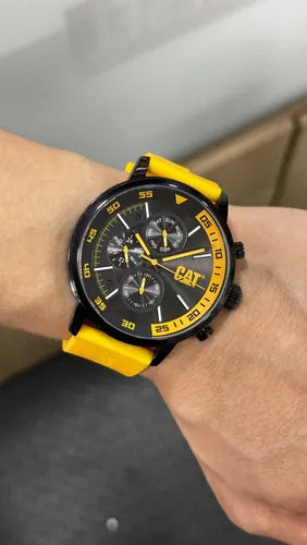 CAT AK.169.27.127 Yellow Rubber Band Black Dial For Men
