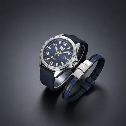 CAT SET.QE.141.26.632 Black Rubber Band Blue Dial For Men