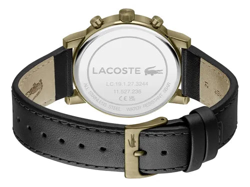 LACOSTE 2011483 BLACK LEATHER BAND BRONZE DIAL FOR MEN