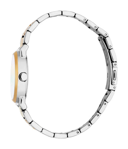 ESPRIT ES1L560M0045 SILVER AND ROSE GOLD STEEL BAND WHITE DIAL FOR WOMEN