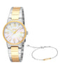 ESPRIT ES1L560M0045 SILVER AND ROSE GOLD STEEL BAND WHITE DIAL FOR WOMEN