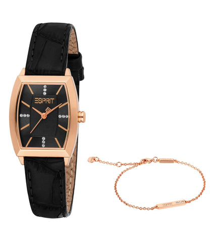 ESPRIT ES1L566L0035 BLACK LEATHER BAND BLACK DIAL FOR WOMEN