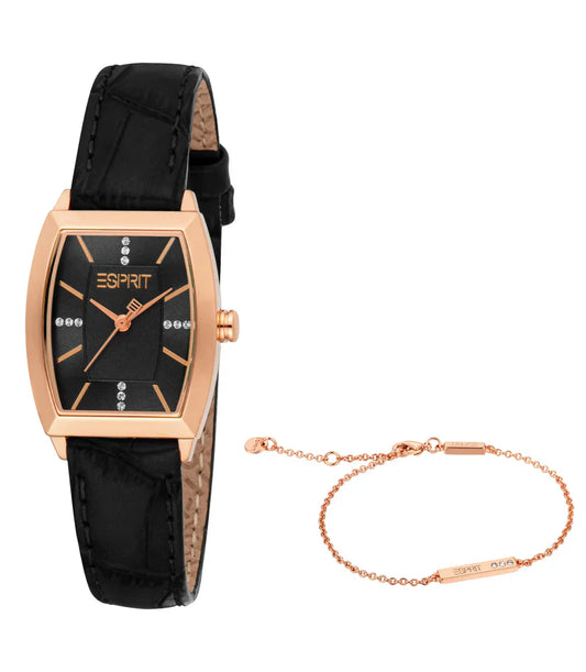 ESPRIT ES1L566L0035 BLACK LEATHER BAND BLACK DIAL FOR WOMEN