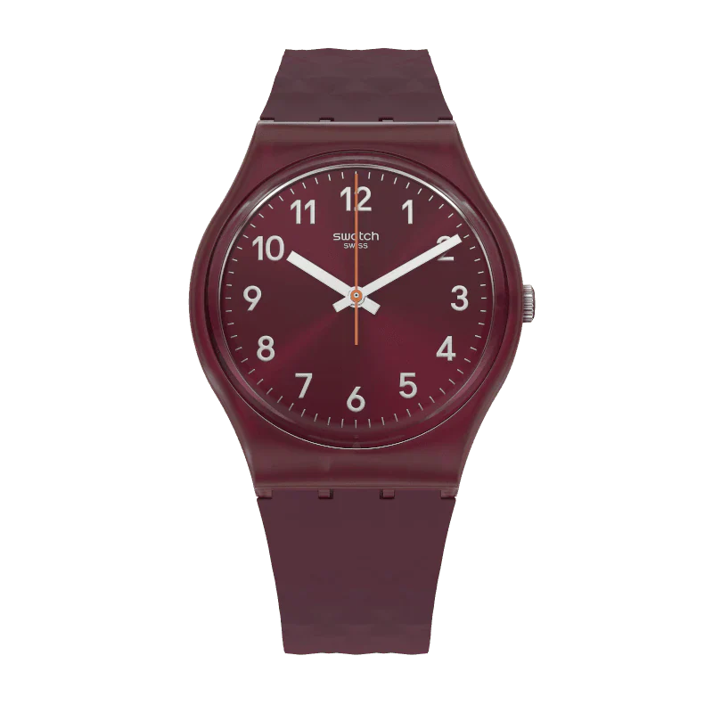 Swatch Rednel Maroon Rubber Maroon Dial For Women