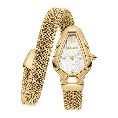 JUST CAVALLI JC1L426M0025 GOLDEN STEEL BAND WHITE DIAL FOR WOMEN