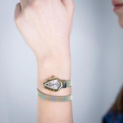 JUST CAVALLI JC1L426M0055 SILVER AND GOLD STEEL BAND WHITE DIAL  FOR WOMEN
