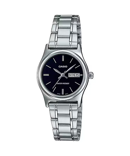 Casio LTP-V006D-1B2 Women's Standard Stainless Steel Black Dial Date Watch