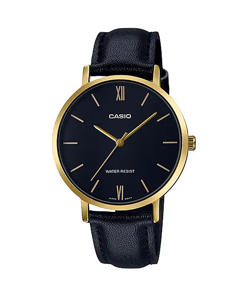 Casio LTP-VT01GL-1B Leather Black Watch, Women Watches