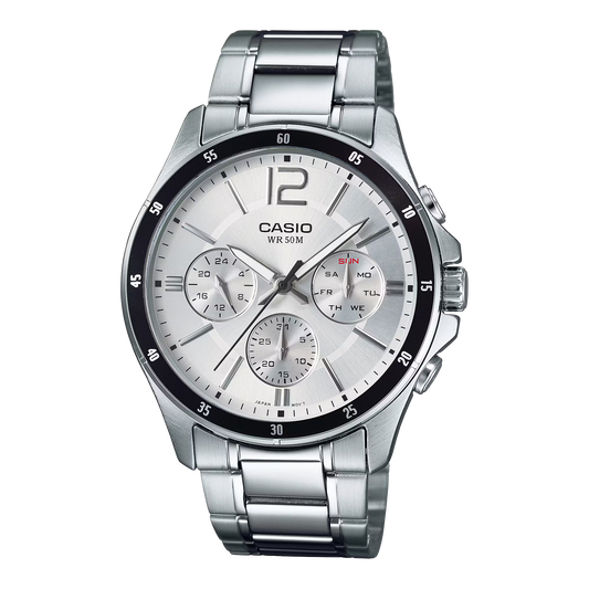 Casio Elegant Multifunction Silver St.Steel Silver Dial for Men