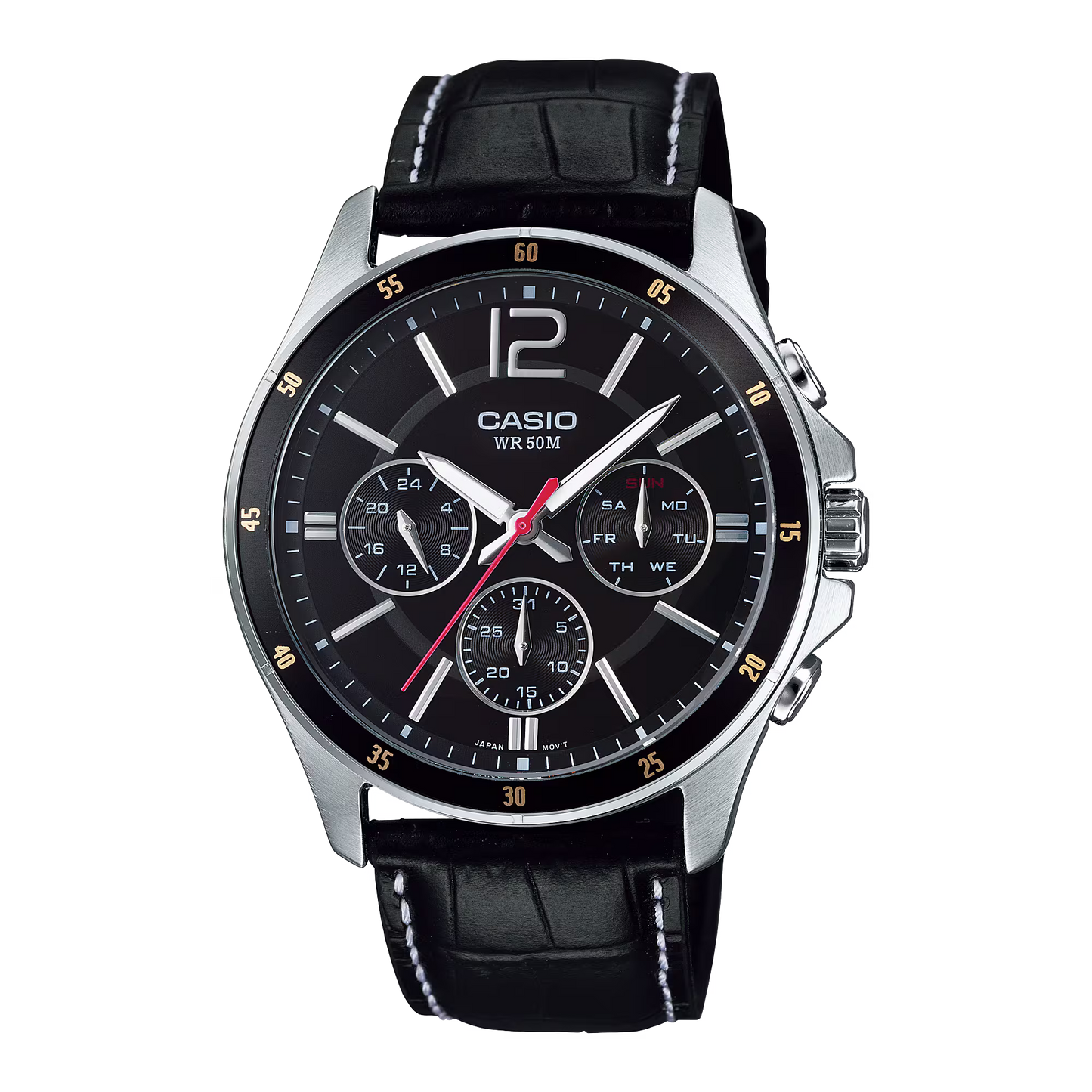 Casio Men Leather Watch MTP-1374L-1AV