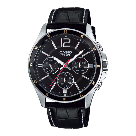 Casio Men Leather Watch MTP-1374L-1AV